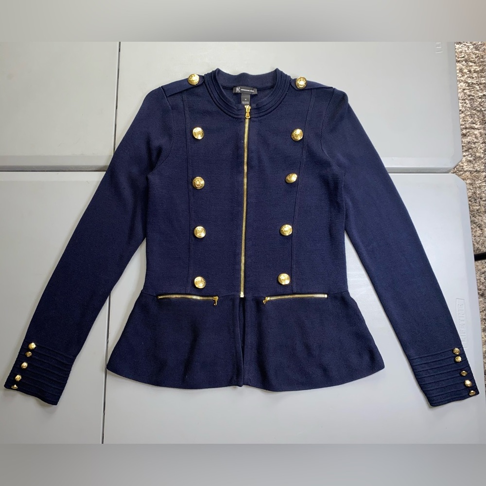 INC International Concepts Parisian Tweed Designer Navy Jacket